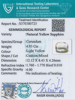 Yellow Sapphire - 4.93 Carat