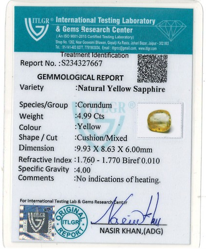 Yellow Sapphire - 4.99 Carat