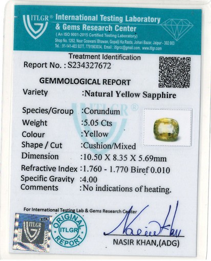 Yellow Sapphire - 5.05 Carat