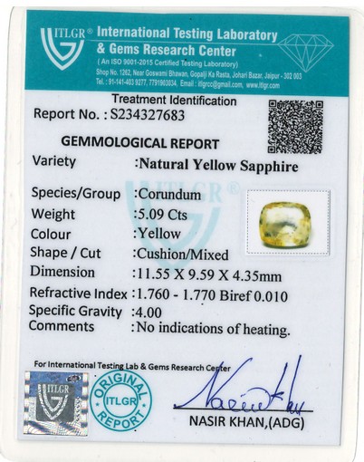 Yellow Sapphire - 5.09 Carat