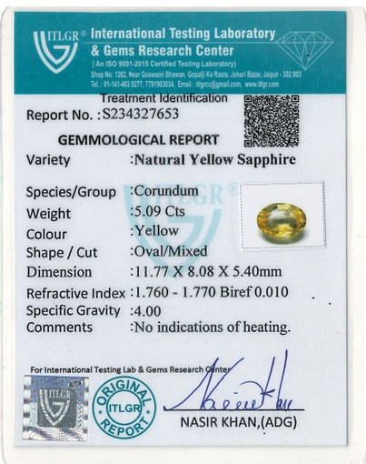 Yellow Sapphire - 5.09 Carat