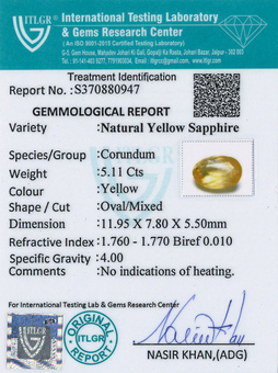 Yellow Sapphire - 5.11 Carat