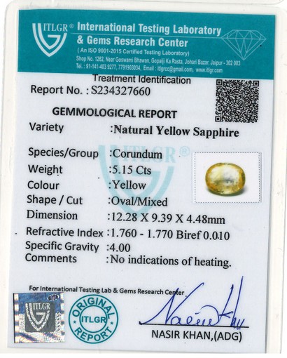Yellow Sapphire - 5.15 Carat
