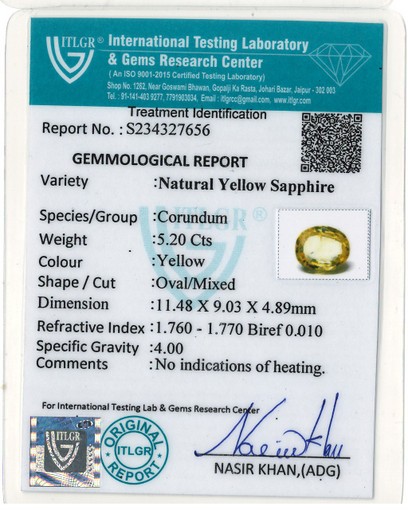 Yellow Sapphire - 5.20 Carat