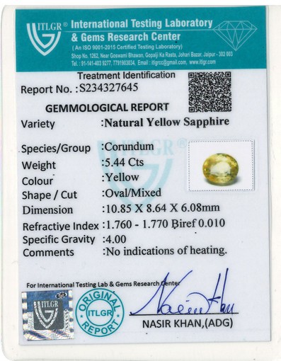 Yellow Sapphire - 5.44 Carat