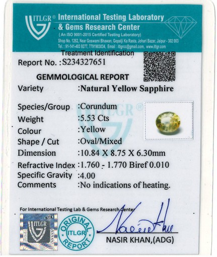 Yellow Sapphire - 5.53 Carat