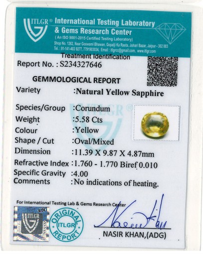 Yellow Sapphire - 5.58 Carat