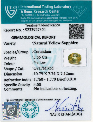 Yellow Sapphire - 5.66 Carat