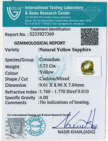 Yellow Sapphire - 5.73 Carat