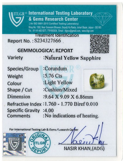 Yellow Sapphire - 5.76 Carat