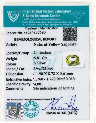 Yellow Sapphire - 5.81 Carat