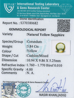 Yellow Sapphire - 5.84 Carat