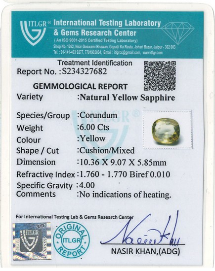 Yellow Sapphire - 6.00 Carat