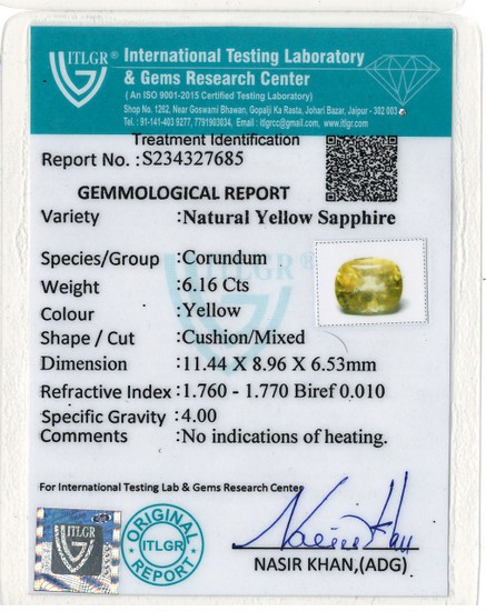 Yellow Sapphire - 6.16 Carat