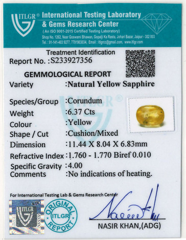 Yellow Sapphire - 6.37 Carat