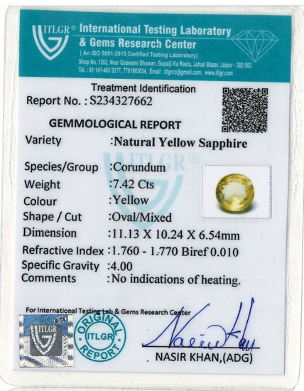 Yellow Sapphire - 7.42 Carat