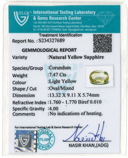 Yellow Sapphire - 7.47 Carat