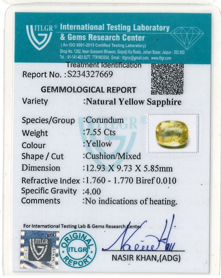 Yellow Sapphire - 7.55 Carat