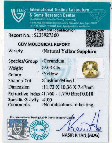 Yellow Sapphire - 9.03 Carat