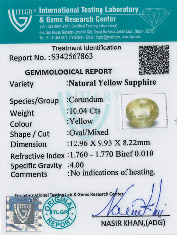 Yellow Sapphire - 10.04 Carat