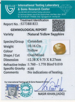 Yellow Sapphire - 10.16 Carat