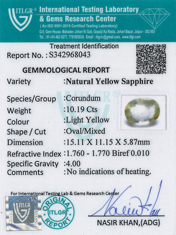 Yellow Sapphire - 10.19 Carat