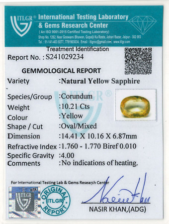 Yellow Sapphire - 10.21 Carat