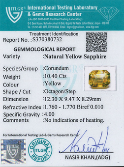 Yellow Sapphire - 10.4 Carat