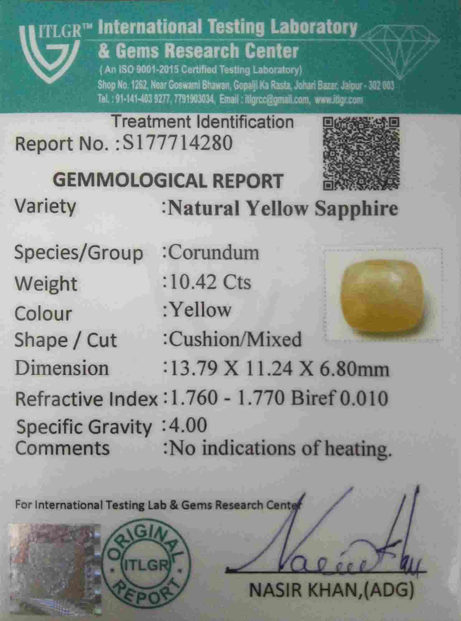 Yellow Sapphire - 10.42 Carat