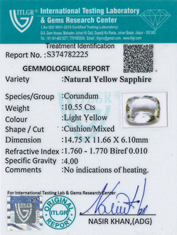 Yellow Sapphire - 10.55 Carat