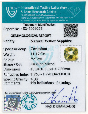 Yellow Sapphire - 11.17 Carat