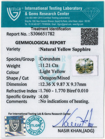 Yellow Sapphire - 11.21 Carat