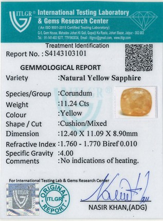 Yellow Sapphire - 11.24 Carat