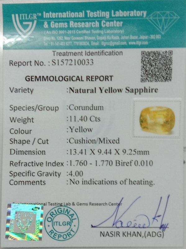 Yellow Sapphire - 11.4 Carat