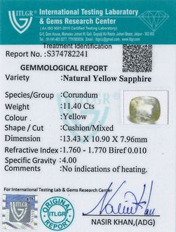 Yellow Sapphire - 11.4 Carat