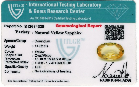 Yellow Sapphire - 11.52 Carat