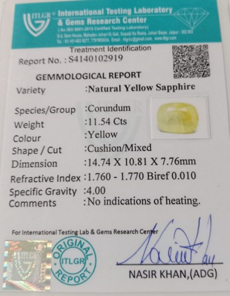Yellow Sapphire - 11.54 Carat