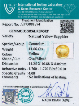 Yellow Sapphire - 11.66 Carat