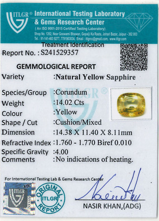 Yellow Sapphire - 14.02 Carat