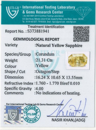 Yellow Sapphire - 21.31 Carat