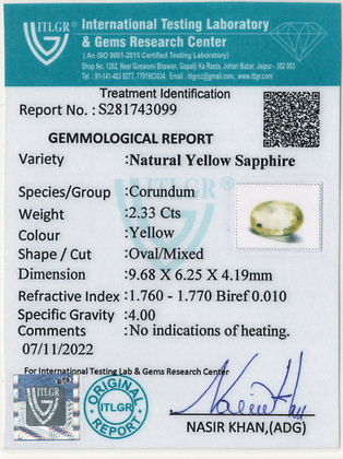 Yellow Sapphire (Pukhraj Stone) - 2.33 Carat