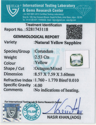 Yellow Sapphire - 2.53 Carat