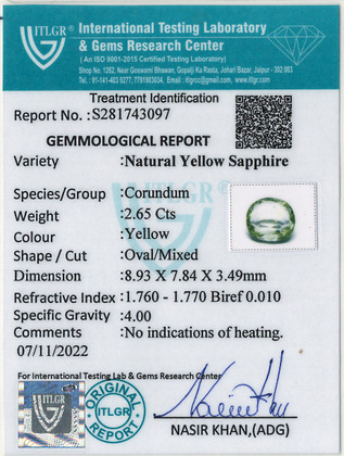 Yellow Sapphire - 2.65 Carat