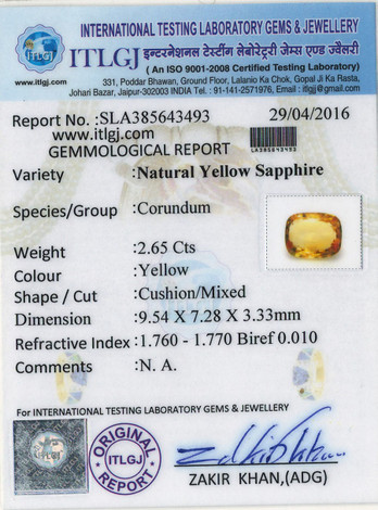 Yellow Sapphire - 2.65 Carat