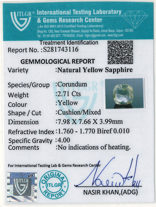 Yellow Sapphire - 2.71 Carat