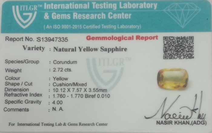 Yellow Sapphire - 2.72 Carat