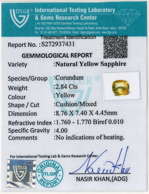 Yellow Sapphire - 2.84 Carat