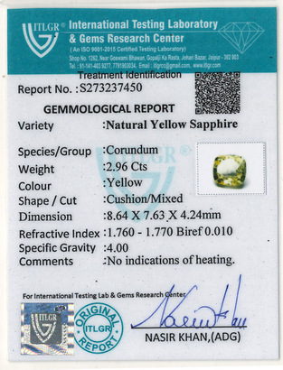 Yellow Sapphire - 2.96 Carat