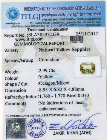 Yellow Sapphire - 2.99 Carat