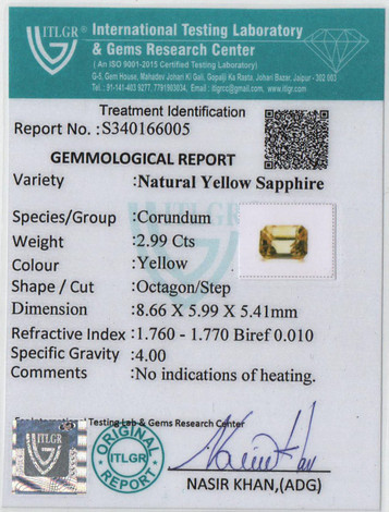 Yellow Sapphire - 2.99 Carat